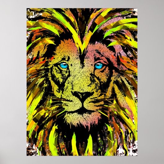 Poster de tête de lion jaune Imprimer - Poster de  (Devant)