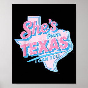 Poster De texas, je peux dire rétro vintage fille du texa