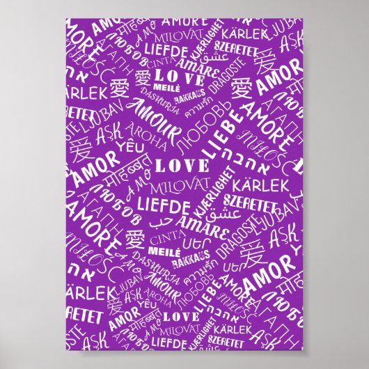 Poster de texte d'amour Word multilingue - Vos cou (Devant)
