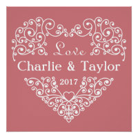 Poster de texte personnalisé Coeur ornemental