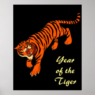 Poster de tigre rayé noir et orange