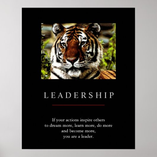 Poster de tigre sur le leadership motivationnel te (Devant)