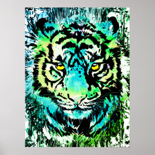 Poster de tigre - Yeux de tigre colorés