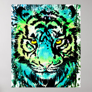 Poster de tigre - Yeux de tigre colorés