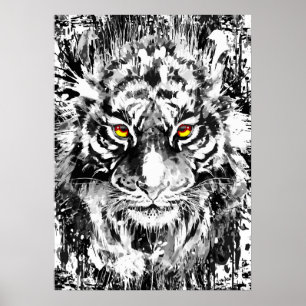 Poster de tigres Tiger Noir et blanc