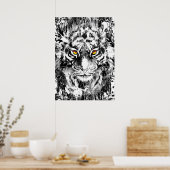 Poster de tigres | Tiger | Noir et blanc (Cuisine)
