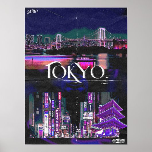 Poster de Tokyo Night Skyline - Vibrant Urban Ci (Devant)