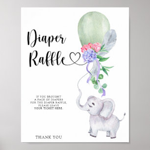 Poster de tombola à ballons et éléphants