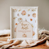 Poster de tombola citrouille en or orange