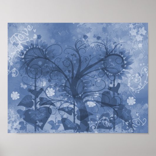 Poster de tournesol bleu (Devant)