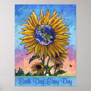 Poster de tournesol jour des terres