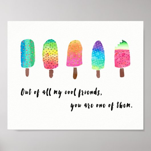 Poster De tous mes amis Cool - blanc avec noir (Devant)