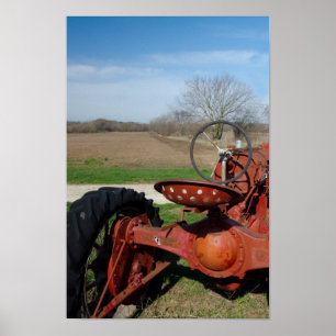 Poster de tracteur rouge antique Imprimer