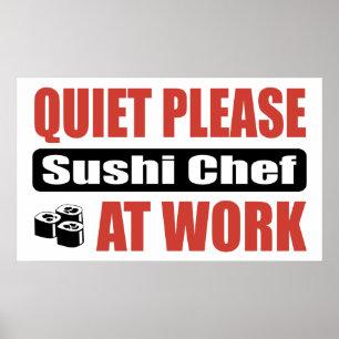 Poster De tranquillité chef de sushi svp au travail