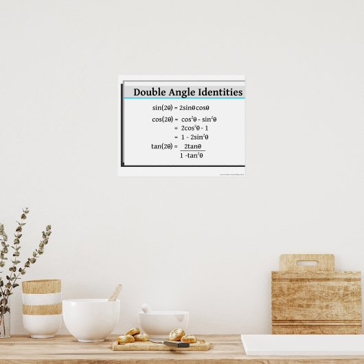 Poster de trigonométrie : Identités à double angle (Cuisine)
