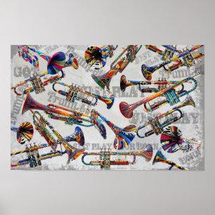 Poster de trompette coloré de Juleez, Trumpet Art