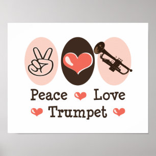 Poster de trompette Peace Love