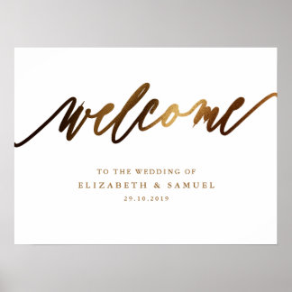 Poster de typographie de script Gold Elegant