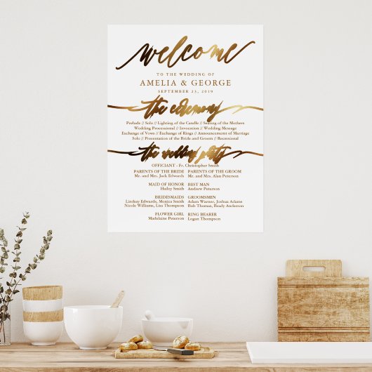 Poster de typographie de script Gold Elegant (Cuisine)