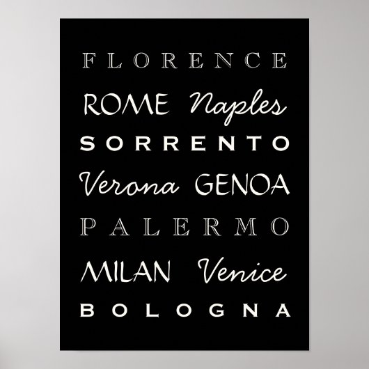 Poster de typographie des villes italiennes (Devant)