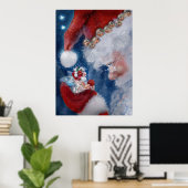 Poster de vacances père Noël & Faery (Bureau à domicile)