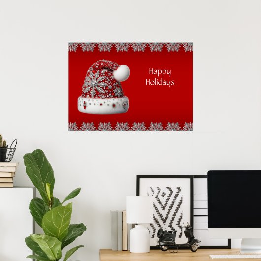 Poster de vacances Red Santa Hat (Bureau à domicile)