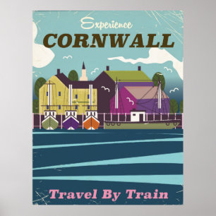 Poster de vacances rétro de Cornwall.