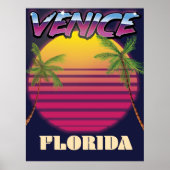 poster de vacances rétro Venice Florida (Devant)