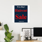 Poster de vente de coupure de cheveux de deux jour (Bureau à domicile)