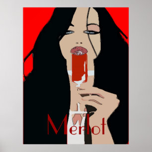 Poster de vin de style moderne, Merlot