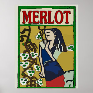Poster de vin Merlot vintage
