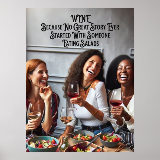 Poster de vin pour les femmes, Drôle Vin Mur Art, (Devant)