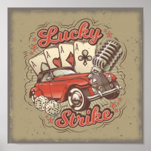 Poster de vintage Las Vegas Lucky Strike (Devant)