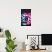 Poster de voiture de police Synthwave Neon (Bureau à domicile)
