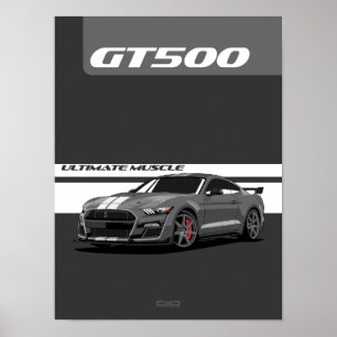 Poster de voiture musculaire GT500 - Gris
