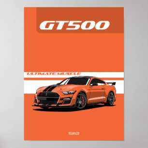 Poster de voiture musculaire GT500 - Orange