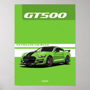Poster de voiture musculaire GT500 - Vert