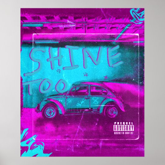 Poster de voiture Neon Shimmer - "Shine Too Bright (Devant)