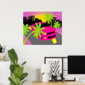 Poster de voiture rose chaud imprimé (Bureau à domicile)