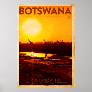 Poster de voyage Afrique vintage Botswana