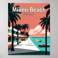 Poster de voyage Art minimaliste Miami Beach