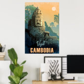 Poster de Voyage cambodgien moderne Retro (Bureau à domicile)