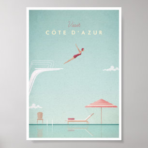 Poster de voyage Côte d'Azur Plongée Vintage