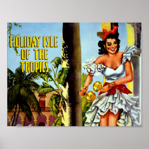 Poster de voyage Cubain vintage - Holiday Isle Tro