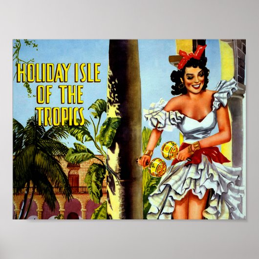 Poster de voyage Cubain vintage - Holiday Isle Tro (Devant)