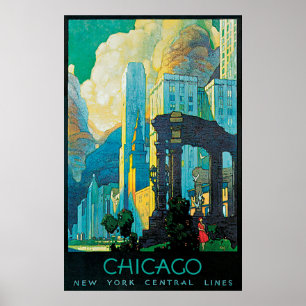 Poster de voyage de Chicago New York Central Lines