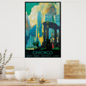 Poster de voyage de Chicago New York Central Lines (Cuisine)