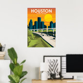 Poster de voyage de Houston Texas Vintage Minimal (Bureau à domicile)