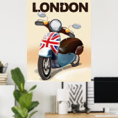 Poster de voyage de London vintage scooter Union (Bureau à domicile)