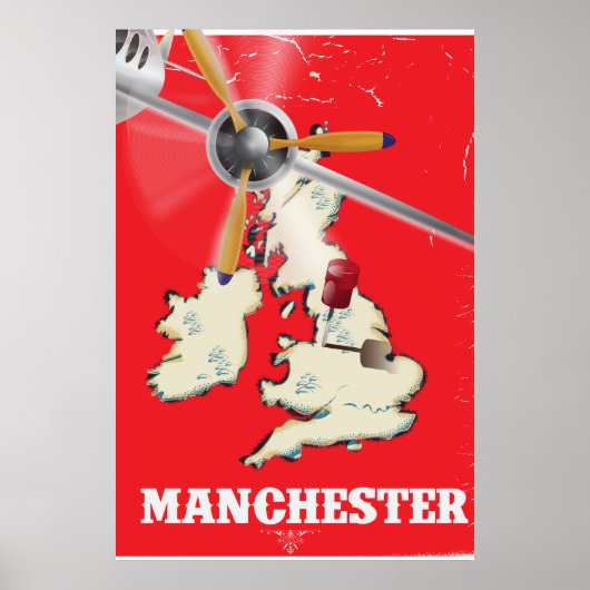 Poster de voyage de Manchester vintage (Devant)